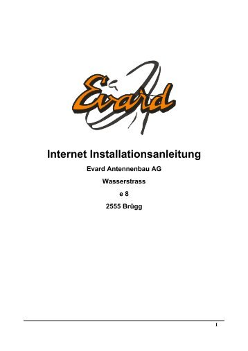 Internet Installationsanleitung Evard Antennenbau AG Wasserstrass