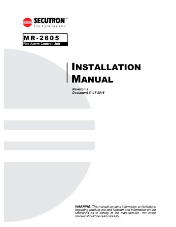 LT-2016 MR-2605 Installation Manual Rev.3 - Secutron
