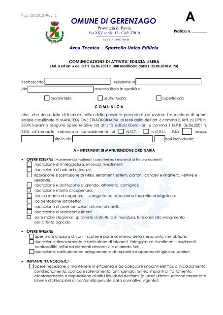 Carta Intestata Comune Di Gerenzago