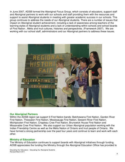 Educating Our Educators (March 2011) - Algoma District School Board