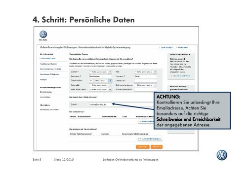 Leitfaden zur richtigen Onlinebewerbung bei Volkswagen