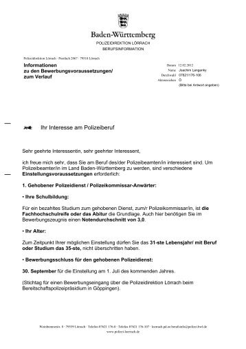 Bewerberinfo - Polizeidirektion Lörrach