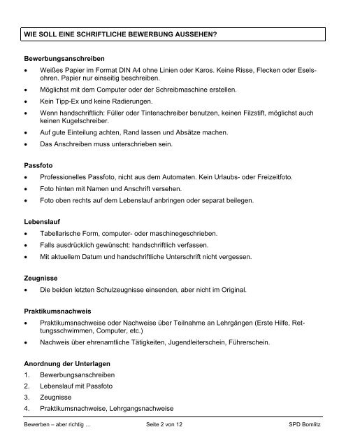 20040609 Bewerbungstraining.pdf - SPD-Ortsverein Bomlitz Bomlitz