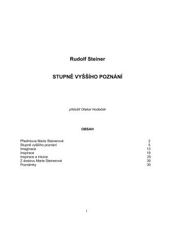 Rudolf Steiner STUPNĚ VYŠŠÍHO POZNÁNÍ