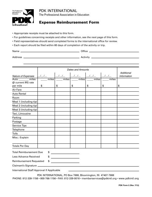 Expense Reimbursement Form