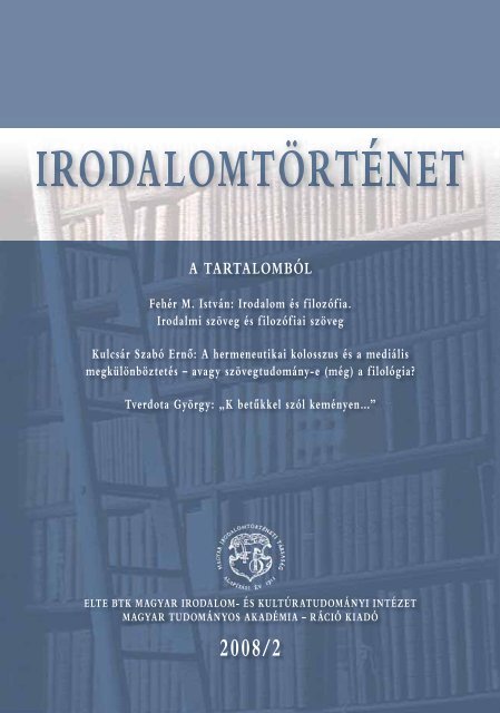 Irodalom Ã©s filozÃ³fia - IrodalomtÃ¶rtÃ©net