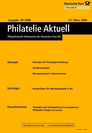 Ausgabe 05-2008 13. März 2008 - Deutsche Post - Philatelie