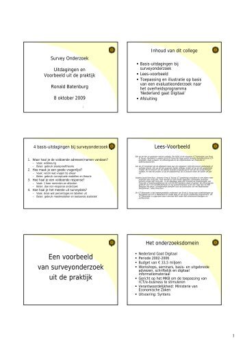 Een voorbeeld van surveyonderzoek y uit de praktijk