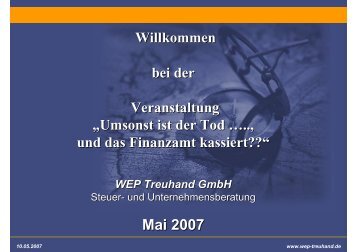 Umsonst ist der Tod... und das Finanzamt kassiert?? - WEP ...