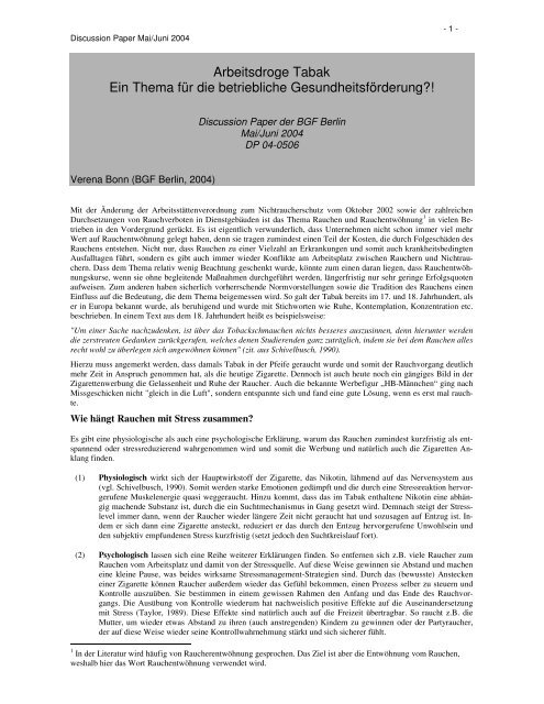 Discussion Paper Mai/Juni 2004 - Bgf-Berlin