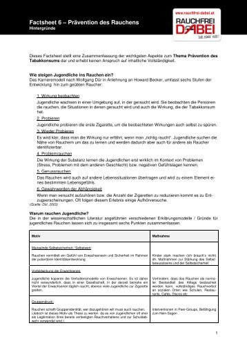 Factsheet_6_Prävention des Rauchens - RAUCHFREI DABEI