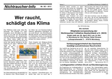 Nichtraucher-Info Nr. 82 – II/11 Wer raucht, schädigt das Klima - NID