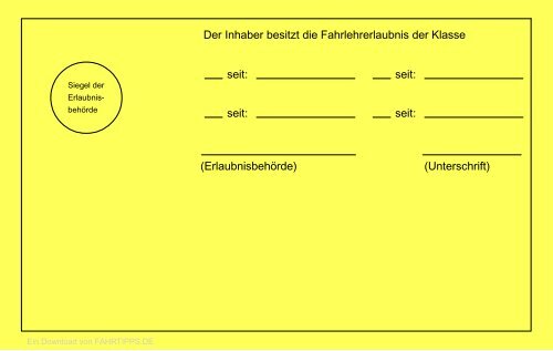 Anlage 1.1, Unbefristeter Fahrlehrerschein