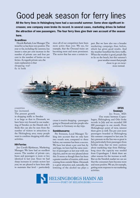 Port of Helsingborg Magazine Summer/Autumn 2004 - Helsingborgs ...