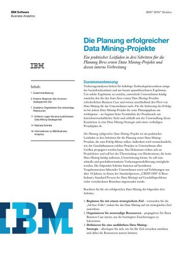 Die Planung erfolgreicher Data Mining Projekte (PDF, 807KB - IBM