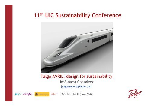 Talgo - The 12th UIC Sustainability Conference