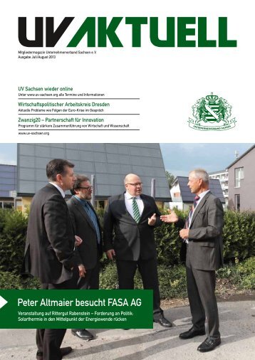 Peter Altmaier besucht FASA AG - Unternehmerverband Sachsen eV