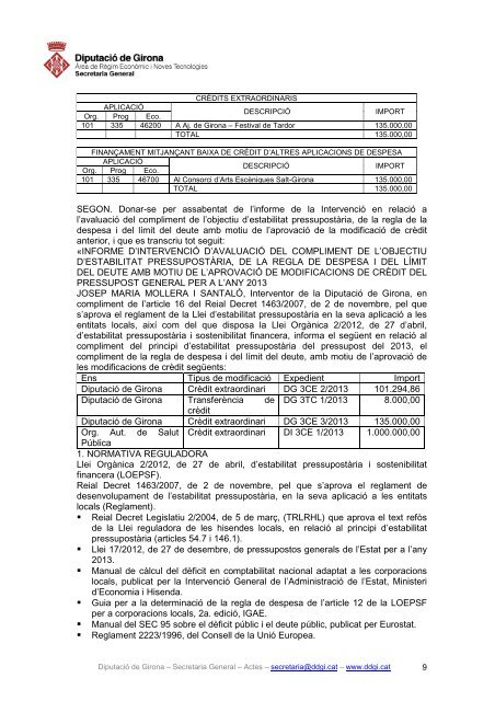 Acta del Ple Ordinari de juny de 2013 - DiputaciÃ³ de Girona