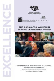 THE AASA/ACSA WOMEN IN SCHOOL LEADERSHIP FORUM - American ...