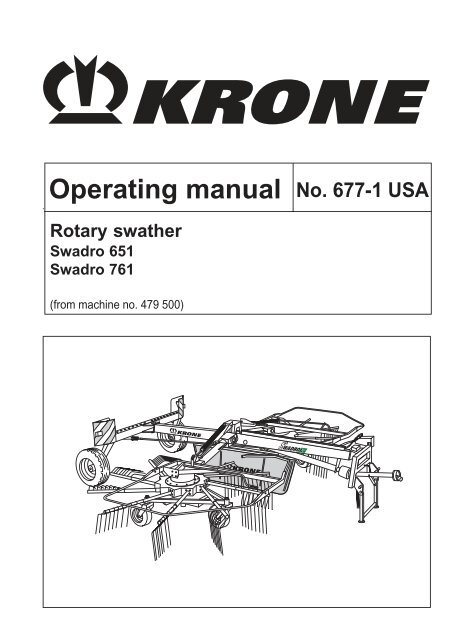 Operating manual No. 677-1 USA