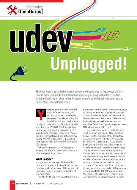 Udev unplugged - Sarath Lakshman