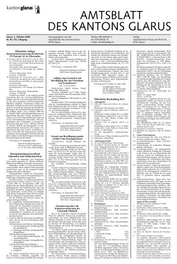 Amtsblatt des Kantons Glarus, 2.10.08 - Glarus24.ch