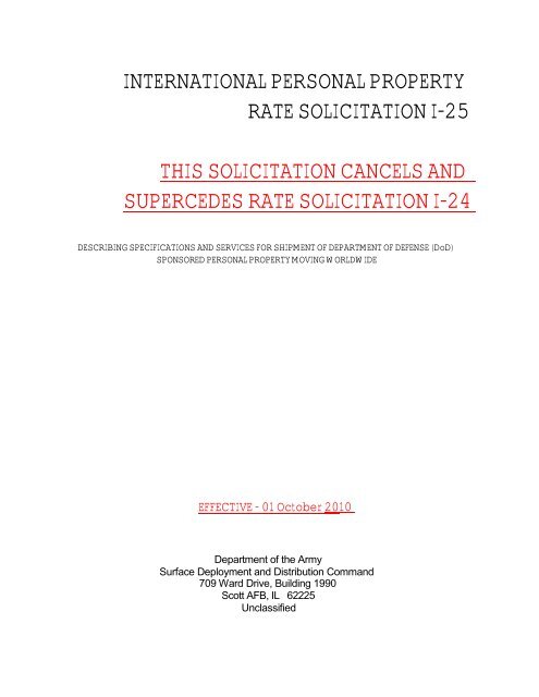 international personal property rate solicitation i ... - SDDC - U.S. Army