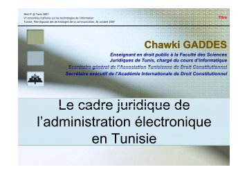 Le cadre juridique de l'administration Ã©lectronique en Tunisie