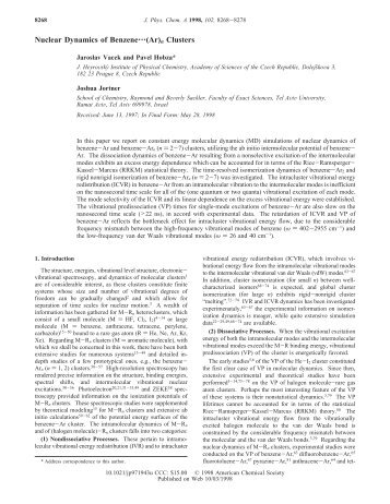 Nuclear Dynamics of Benzene‚‚‚(Ar)n Clusters - Tel Aviv University