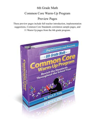 6th Grade Math Common Core Warm-Up Program Preview Pages