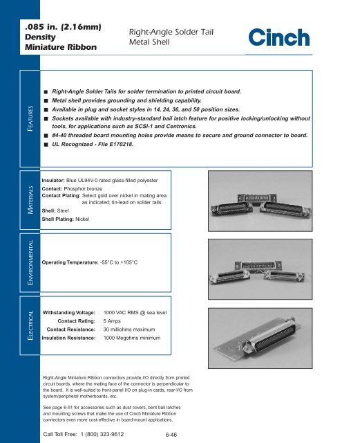 MINIATURE RIBBONS - Cinch Connectors