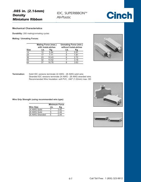 MINIATURE RIBBONS - Cinch Connectors