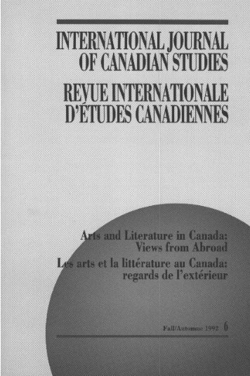 Arts and Literature in Canada:Views from Abroad, Les arts et la ...
