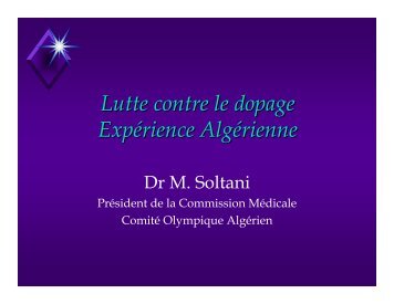 Lutte contre le dopage ExpÃƒÂ©rience AlgÃƒÂ©rienne