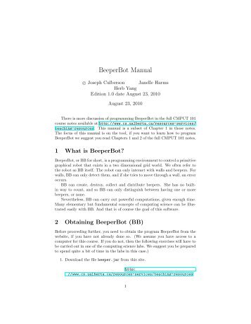 BeeperBot Manual - Department of Computing Science