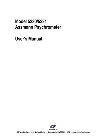 Model 5230/5231 Assmann Psychrometer User's ... - All Weather Inc