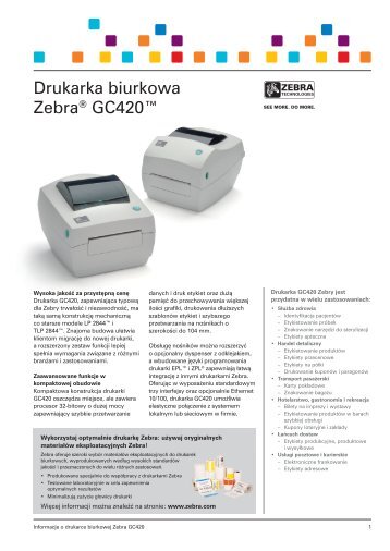 Zebra GC420T - Specyfikacja drukarki - Agbit Computer Systems