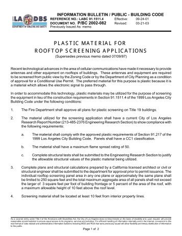 IB-P-BC 2002-082 Plastic Materials for Rooftop-rev-3-21-03 - ladbs