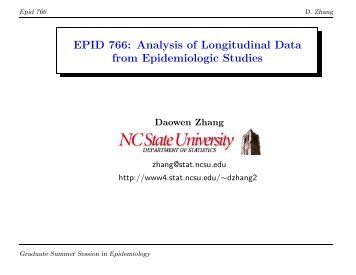 EPID 766: Analysis of Longitudinal Data from ... - NCSU Statistics