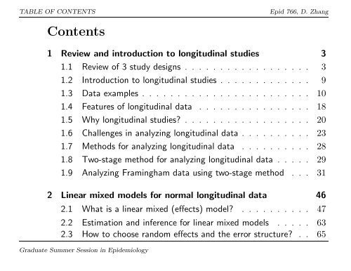 EPID 766: Analysis of Longitudinal Data from ... - NCSU Statistics