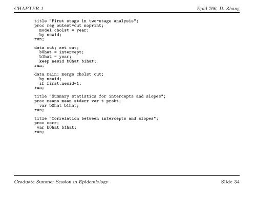 EPID 766: Analysis of Longitudinal Data from ... - NCSU Statistics