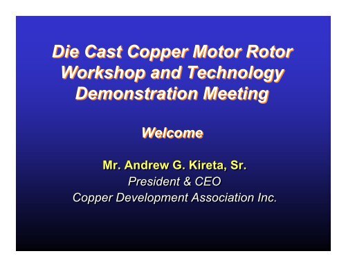 Die Casting Copper Rotors - Copper Development Association