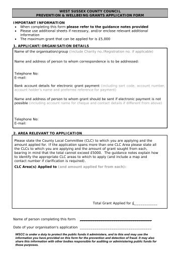 revised application form - West Sussex County Council