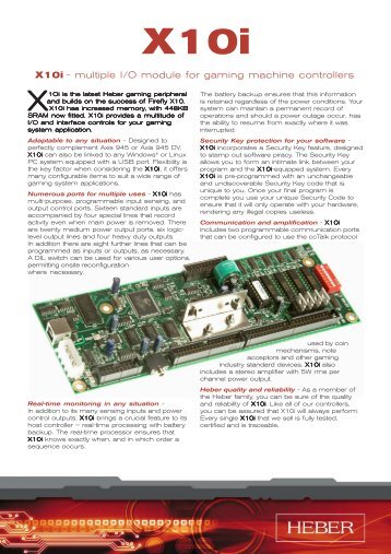 X10i - multiple I/O module for gaming machine controllers - Heber