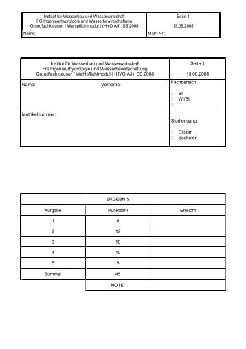 Institut fÃ¼r Wasserbau und Wasserwirtschaft FG Ingenieurhydrologie ...