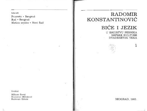 KonstantinoviÄ‡ Radomir; BiÄ‡e i jezik 1