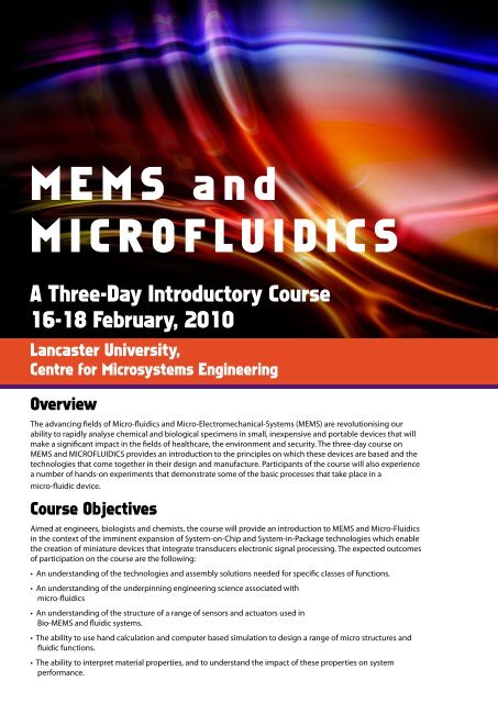 MEMS and MICROFLUIDICS - Lancaster University