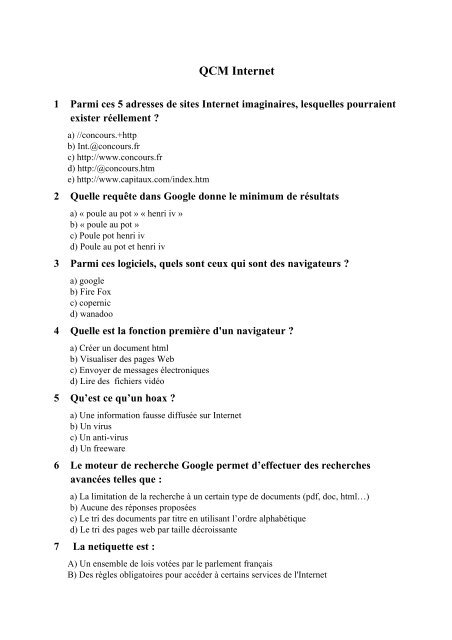 QCM TRAITEMENT DE TEXTE - index