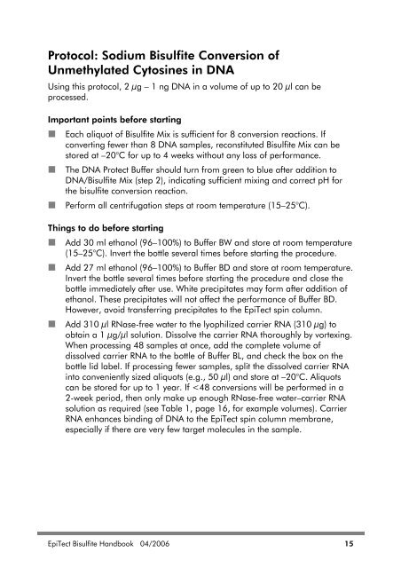 EpiTect Bisulfite Handbook