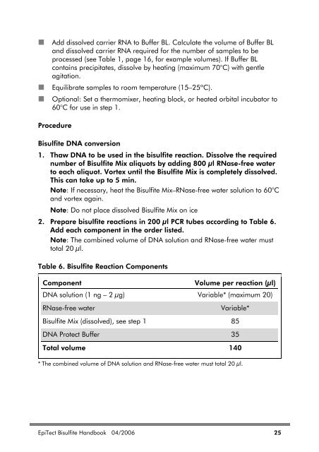 EpiTect Bisulfite Handbook